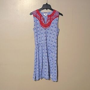 Vineyard Vines Embroidered Red,‎ Blue & White Geometric Sleeveless S Small Dress